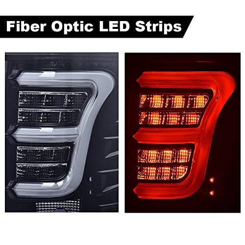 GPLUS مجموعة مصابيح الذيل G-PLUS، متوافقة مع فورد F150 2009-2014 (تناسب فقط نمط LED) زوج من المصابيح الخلفية مع مجموعة الأسلاك، عدسة دخانية، هيكل أسود، شريط ضوء أبيض - Image 4