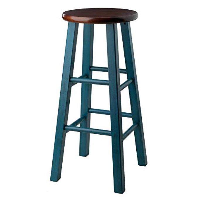 Winsome Wood Ivy Bar Stool, Rustic Teal And Walnut, 29" - Image 1