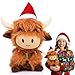 Seenelling Christmas Highland Cow Stuffed Animals 787 Inch Brown Highland Cow Plush Toy with Santa Hat Colorful Light Bulbs Cute Plushies Decorations for Xmas Holiday Kids Adults Boys Girls Gifts - Image 2