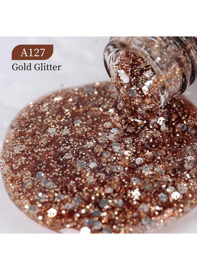 MAYCHAO - 15Ml Gold Glitter Gel Nail Polish 1Pc Sparkle Light Gold Gel Polish Soak Off Uv Led Nail Polish Nail Art Starter Manicure Salon Diy At Home 0.5 Oz - Image 1