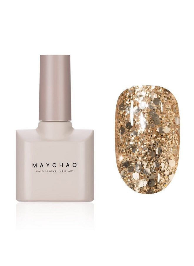 MAYCHAO - 15Ml Gold Glitter Gel Nail Polish 1Pc Sparkle Light Gold Gel Polish Soak Off Uv Led Nail Polish Nail Art Starter Manicure Salon Diy At Home 0.5 Oz - Image 1