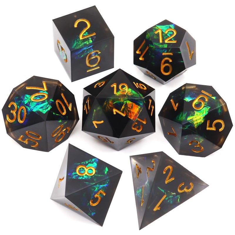 Haxtec DND Dice Set Black Sharp Edge Resin Dice with Dice Case Iridecent DD Dice for RPG Compatible with Dungeons and Dragons DND GiftBlack Galaxy - Image 3