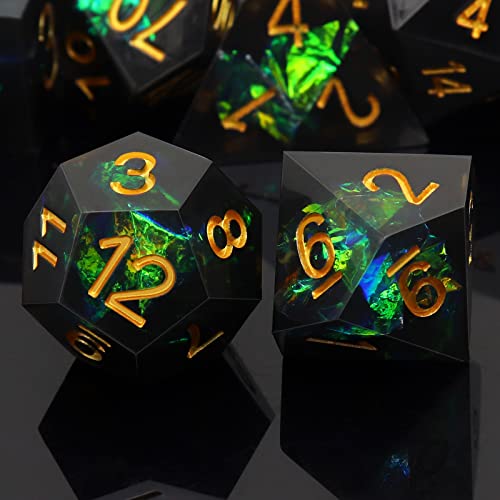 Haxtec DND Dice Set Black Sharp Edge Resin Dice with Dice Case Iridecent DD Dice for RPG Compatible with Dungeons and Dragons DND GiftBlack Galaxy - Image 5