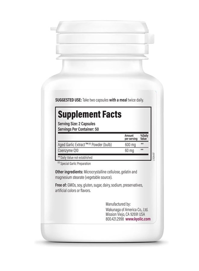 kyolic Aged Garlic Extract Formula 110 CoQ10 Cardiovascular, 100 Capsules - Image 3