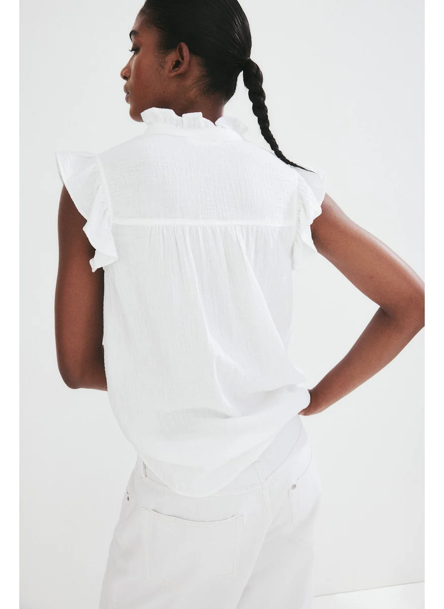 اتش اند ام Flutter-Sleeved Muslin Blouse