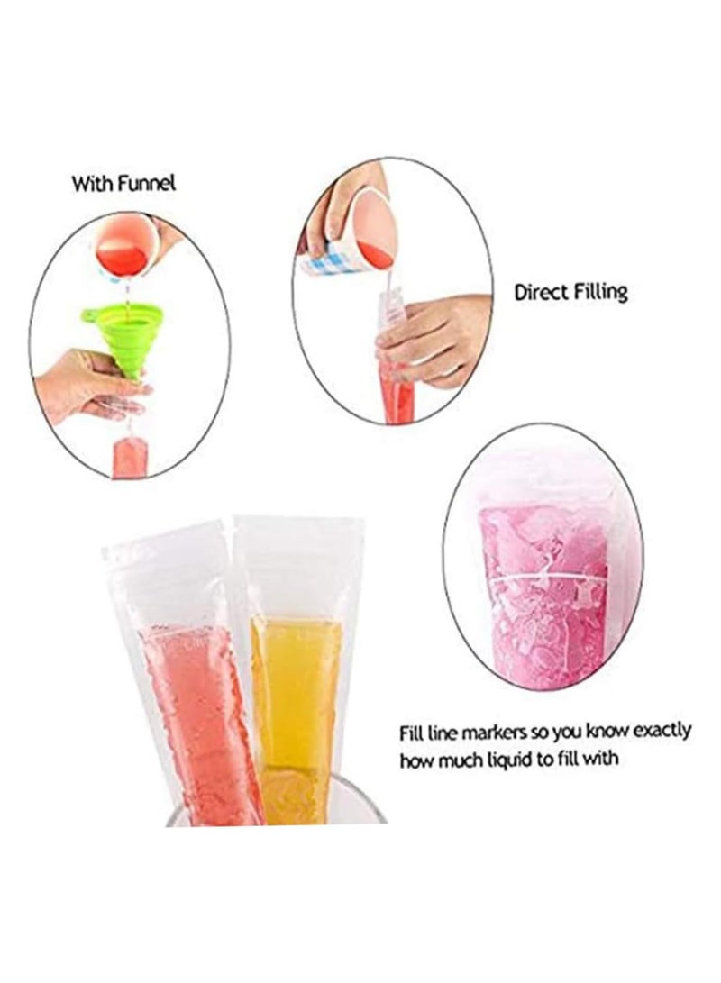 Excefore 100pcs Disposable Ice Popsicle Mold Bags With A Funnel, BPA Free Freezer Tubes With Zip Seals, For Healthy Snacks, Yogurt Sticks, Juice & Fruit Smoothies, Ice Can  - Image 5
