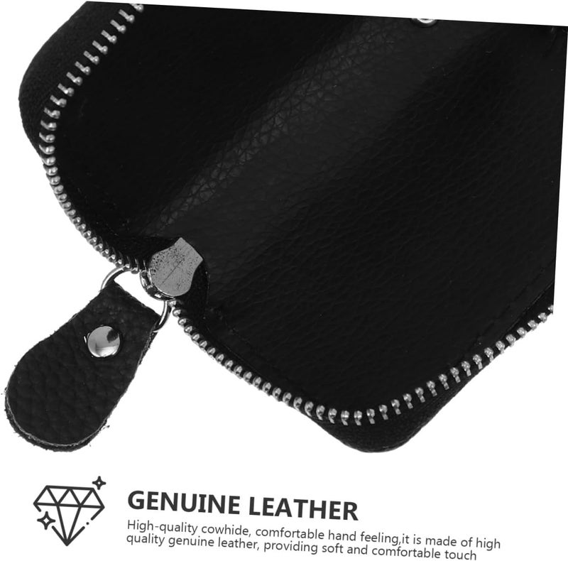 PRETYZOOM 1Pc Genuine Leather Zipper Key Pouch for Car Keys Compact Waist Hanging Key Holder Durable Stylish Key Case Protects Against Damage Fits Car and Household Keys - Image 3