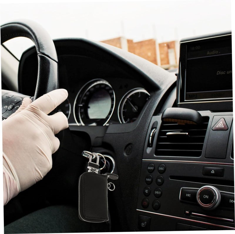 PRETYZOOM 1Pc Genuine Leather Zipper Key Pouch for Car Keys Compact Waist Hanging Key Holder Durable Stylish Key Case Protects Against Damage Fits Car and Household Keys - Image 4