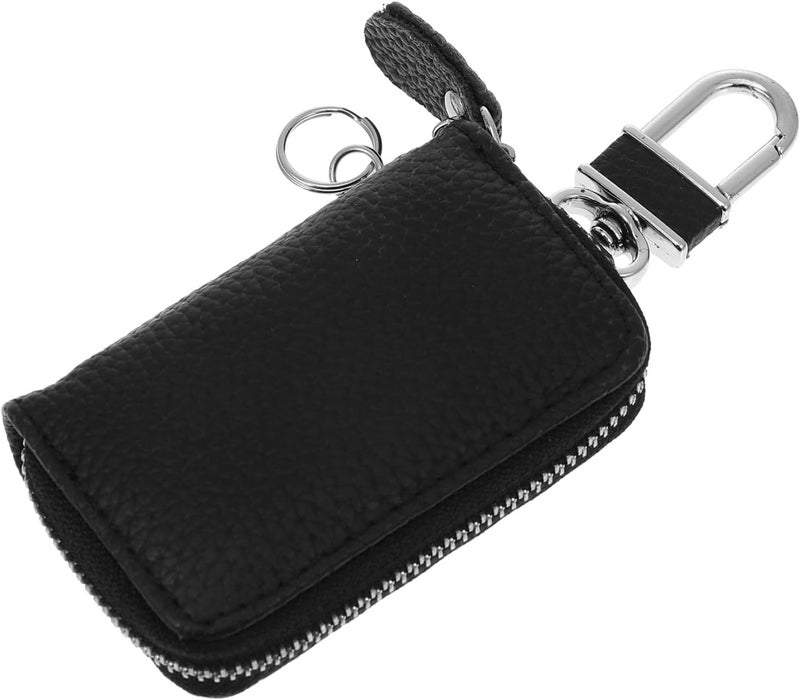 PRETYZOOM 1Pc Genuine Leather Zipper Key Pouch for Car Keys Compact Waist Hanging Key Holder Durable Stylish Key Case Protects Against Damage Fits Car and Household Keys - Image 1
