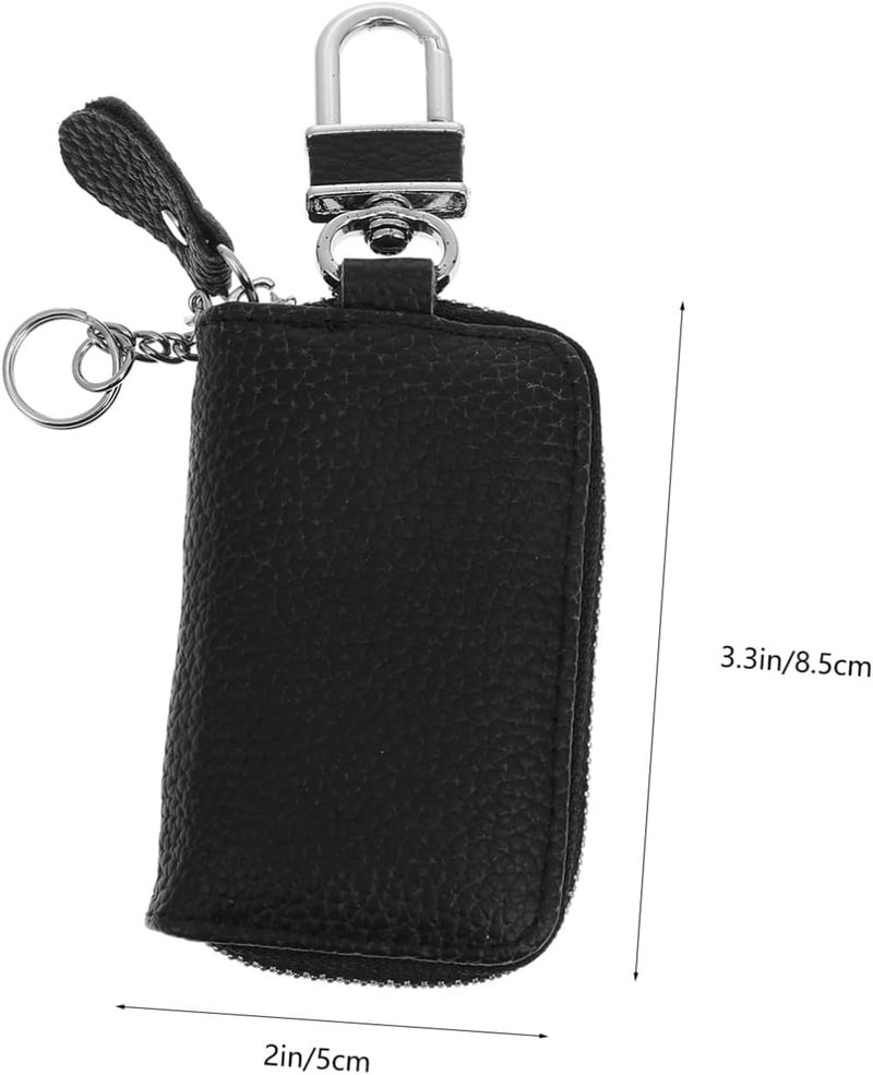 PRETYZOOM 1Pc Genuine Leather Zipper Key Pouch for Car Keys Compact Waist Hanging Key Holder Durable Stylish Key Case Protects Against Damage Fits Car and Household Keys - Image 2