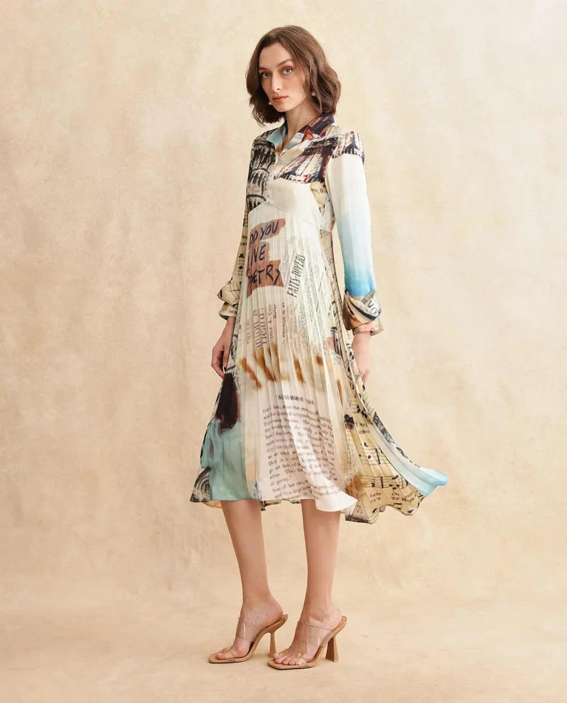 Rareism Women's Abstract Printed Midi Dress