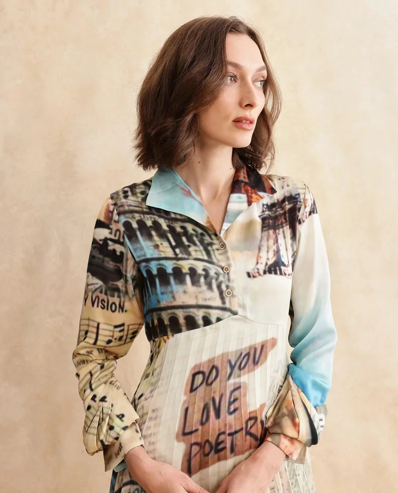 Rareism Women's Abstract Printed Midi Dress