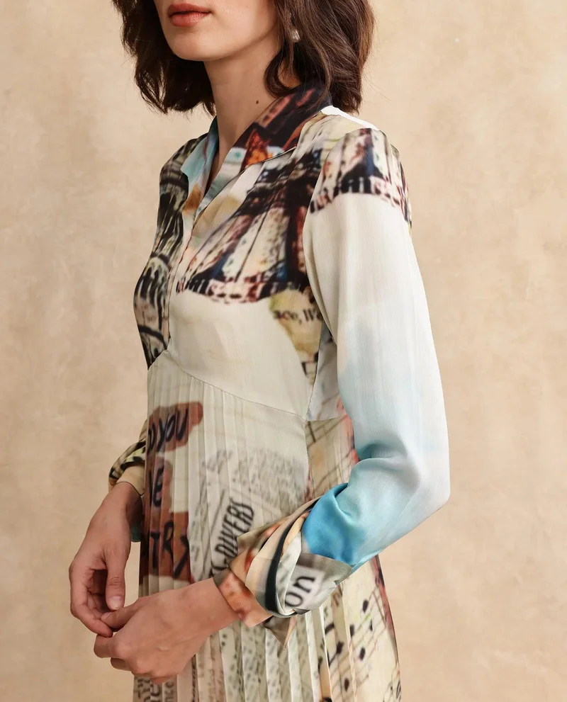 Rareism Women's Abstract Printed Midi Dress