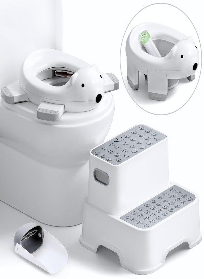 Bunwag Baby Potty Training Seat with Step Stool, Potty Training Toilet for Baby to Toddler with Trash Bags and Spout Extender, Kids Portable Potty and Step Stool Set - Image 1