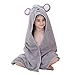 MICHLEY MICHLEY Animal Hooded Baby Towel Washcloth, Toddler Premium Cotton Absorbent Bathrobe for Girls Boys 0-6T (Mouse)  - Image 2