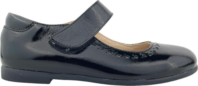 Nubebe Retro Kids School Shoes Black Patent Leather  - Image 1