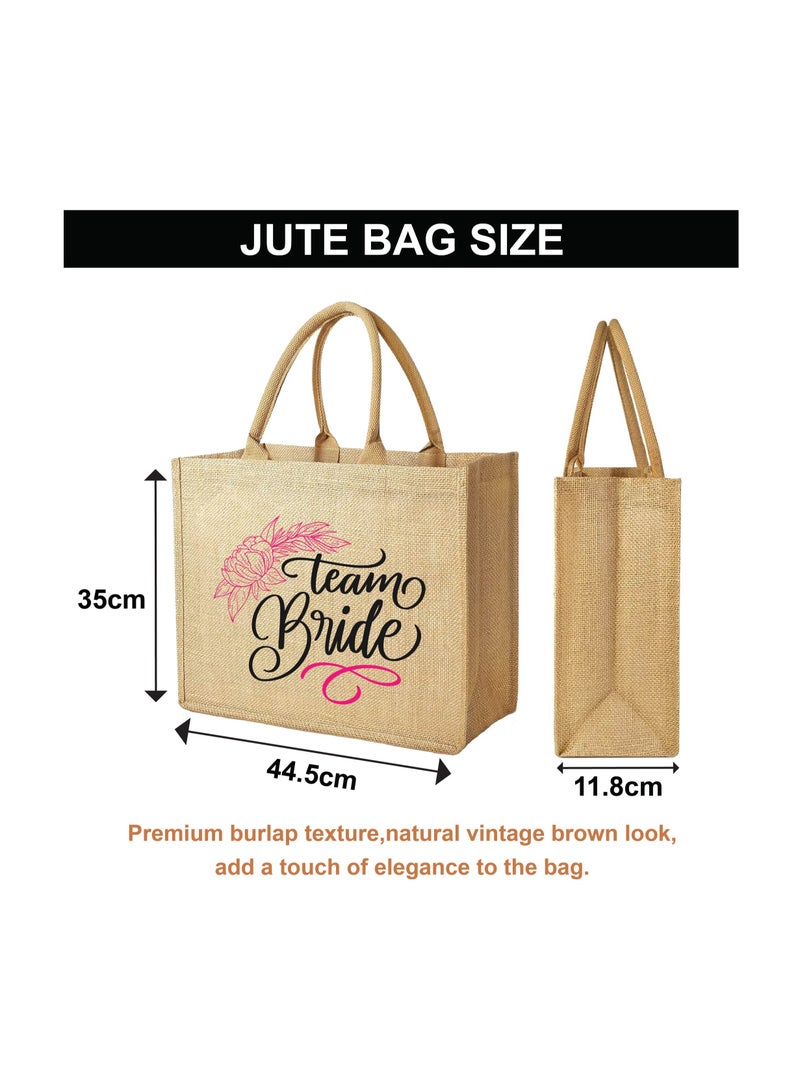 PRINTSHOP4ME Team Bride Jute Totes - Eco-Friendly Gifts for Every Team Member - Bridesmaids Besties - Weddings and Bridal Showers Jute Bag  - Image 2