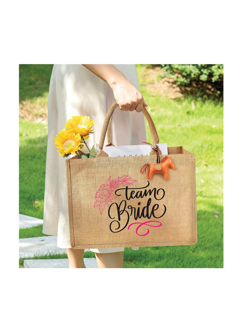 PRINTSHOP4ME Team Bride Jute Totes - Eco-Friendly Gifts for Every Team Member - Bridesmaids Besties - Weddings and Bridal Showers Jute Bag  - Image 4