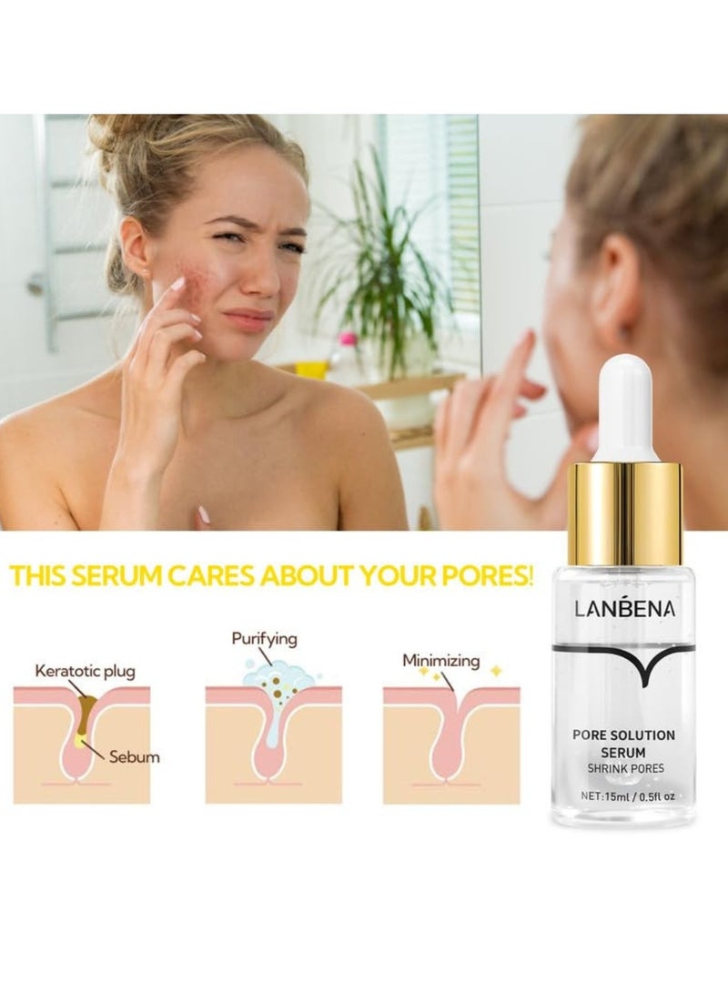 LANBENA Pore Solution Serum Pore Minimizer Serum Pore Minimizer and Reducer for Face Tightening Pores Minimizing Shrinking Oil Control Firming Pore Moisture Essence after Blackhead Remover 15ml  - Image 4