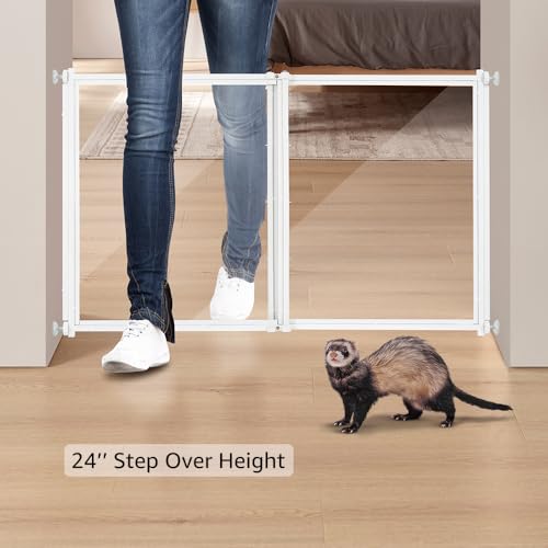 beeNbkks Clear Ferret Gate, Small Pet Barrier for Doorways Hallways Stairs Kitchen, Pressure Mounted Safety Pet Gate for Small Dogs Cats, Fit 22" to 39" Wide Opening, 24" Tall Step Over, Indoor Use - Image 3