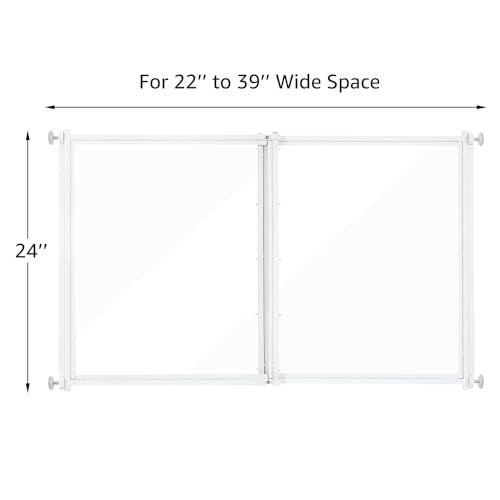 beeNbkks Clear Ferret Gate, Small Pet Barrier for Doorways Hallways Stairs Kitchen, Pressure Mounted Safety Pet Gate for Small Dogs Cats, Fit 22" to 39" Wide Opening, 24" Tall Step Over, Indoor Use - Image 2