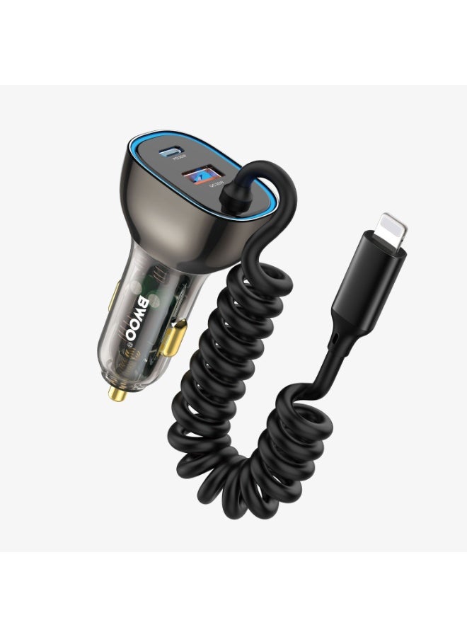 BWOO PD 30W+QC 30W WITH LIGHTNING CABEL CAR CHARGER - Image 1