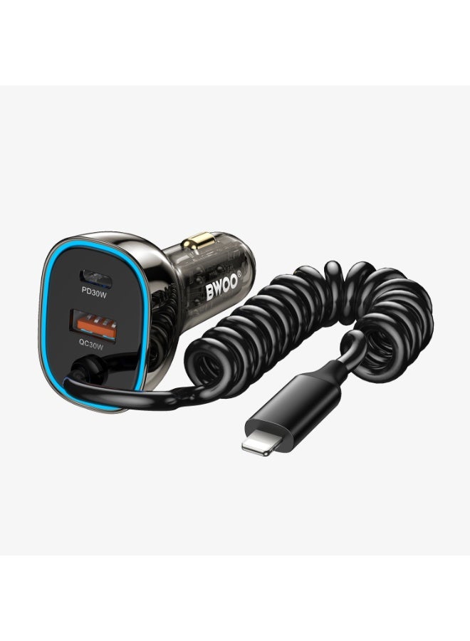 BWOO PD 30W+QC 30W WITH LIGHTNING CABEL CAR CHARGER - Image 4