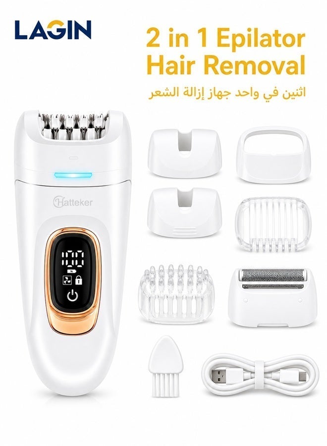 Hatteker 6 in 1 Cordless Epilator for Women, Wet & Dry Hair Removal Machine, Facial & Body Leg Hair Remover with Opti Light - Image 1