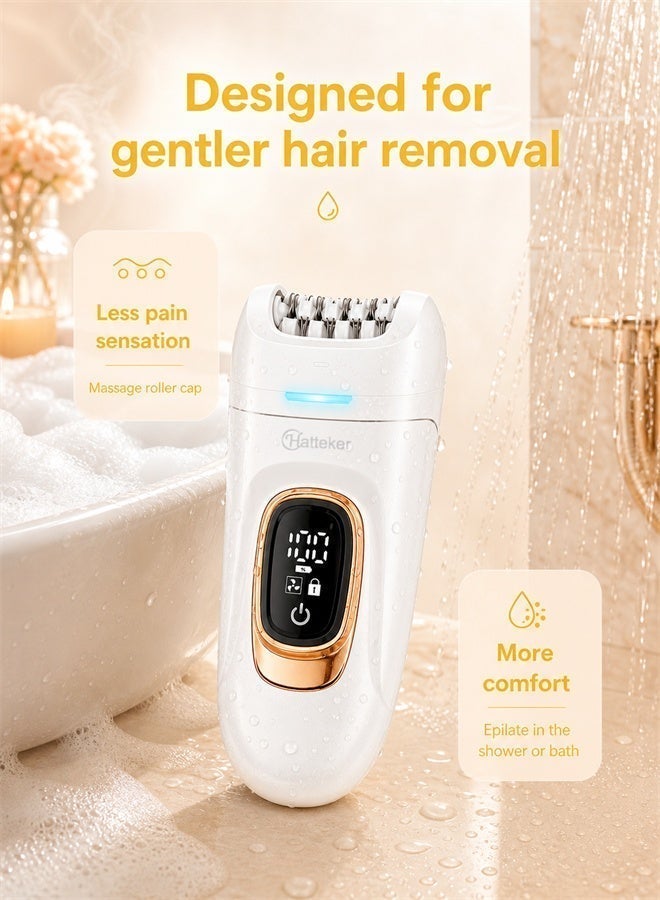 Hatteker 6 in 1 Cordless Epilator for Women, Wet & Dry Hair Removal Machine, Facial & Body Leg Hair Remover with Opti Light - Image 4