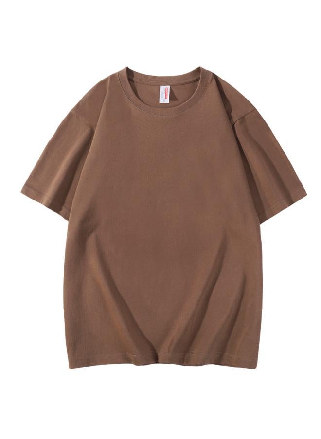Song Feng Ya Combed Cotton Heavy Cotton Loose T-shirt 230g Printable Logo Round Neck Men's And Women's Solid Color Short Sleeve 
