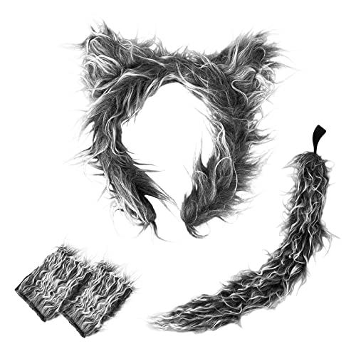 HyperFun Wolf Ears Tail and Gloves Set - Wolf Costume Dress-Up Accessories, for Halloween, Cosplay Party - Image 1