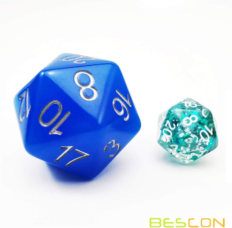 Bescon Jumbo Glowing D20 38MM, Big Size 20 Sides Dice Blue Glow in Dark, Big 20 Faces Cube 1.5 inch - Image 2