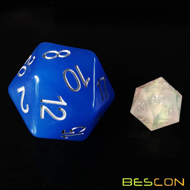 Bescon Jumbo Glowing D20 38MM, Big Size 20 Sides Dice Blue Glow in Dark, Big 20 Faces Cube 1.5 inch - Image 5