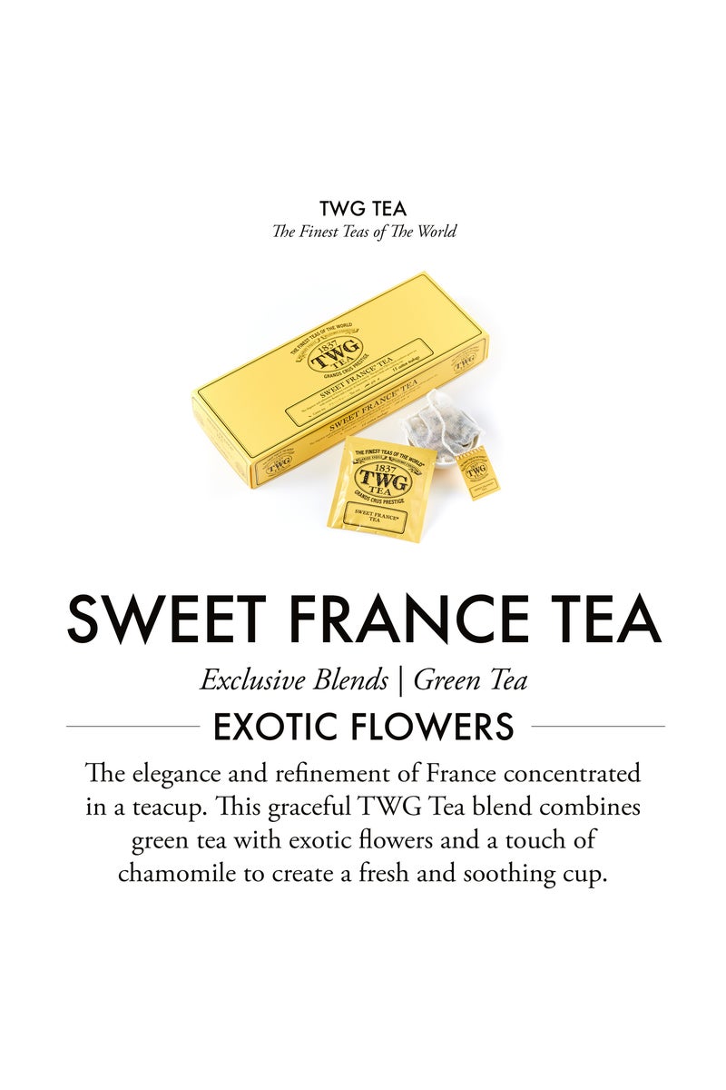 TWG Tea Sweet France Tea | Green Tea | Chamomile Flowers & Rose Petals | 15 Hand Sewn Cotton Teabags | Gift Set - Image 3