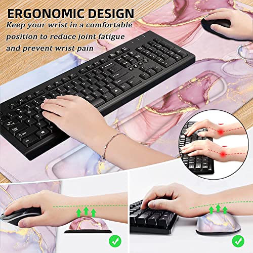 LATEEFAH Desk Mat, Mouse Pad with Wrist Rest, 4-in-1 Large Mouse Pads for Desk, Ergonomic Mouse Pad and Keyboard Wrist Rest Gaming Keyboard Mat for Office, Home - Image 3