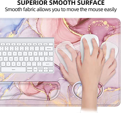LATEEFAH Desk Mat, Mouse Pad with Wrist Rest, 4-in-1 Large Mouse Pads for Desk, Ergonomic Mouse Pad and Keyboard Wrist Rest Gaming Keyboard Mat for Office, Home - Image 4
