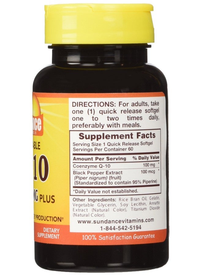Sundance Coq10 100Mg ; 60 Absorbable Softgels ; With Black Pepper Extract ; Non Gmo And Gluten Free Supplement ; By Sundance - Image 3