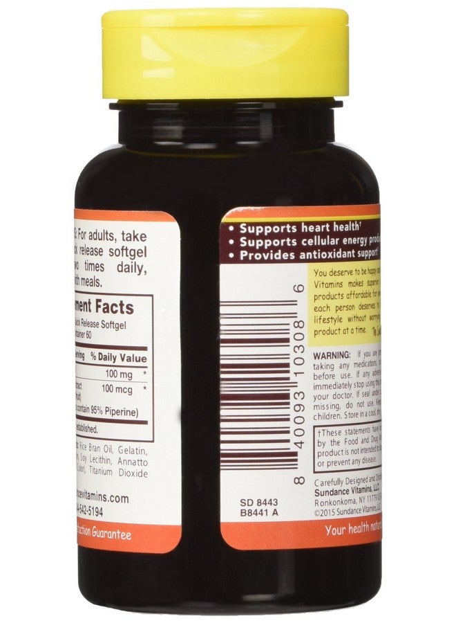 Sundance Coq10 100Mg ; 60 Absorbable Softgels ; With Black Pepper Extract ; Non Gmo And Gluten Free Supplement ; By Sundance - Image 4