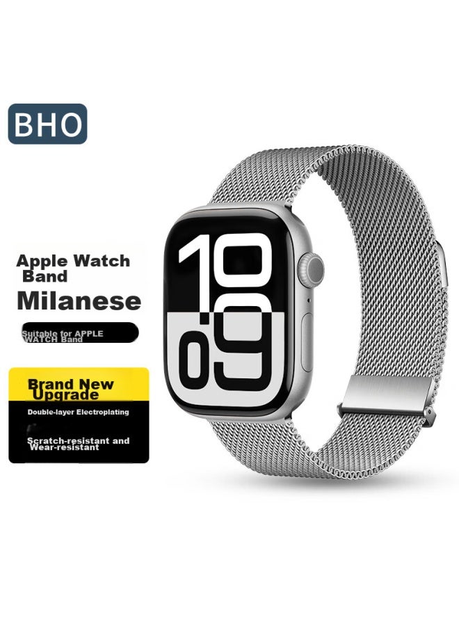 Bho Apple Watch Band Compatible With Apple Watch S10/s9/se/ultra2, Milanese Loop, Iwatch S8/7/6/5/4, Metal Stainless Steel Band - Image 1