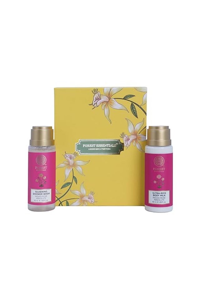 Forest Essentials Indian Rose Body Care Duo Gift Box 100ml (Body Lotion + Body Wash) - Image 2