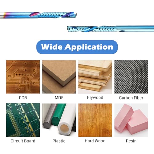 Genmitsu 1/8 Inch Shank 5pcs Carbide Spiral O Flute Up & Down Compression End Mill CNC Router Bits, Nano Blue Coat CNC Carving Cutters for Wood Acrylic PVC PCB MDF, OC05A - Image 5