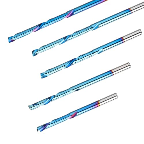Genmitsu 1/8 Inch Shank 5pcs Carbide Spiral O Flute Up & Down Compression End Mill CNC Router Bits, Nano Blue Coat CNC Carving Cutters for Wood Acrylic PVC PCB MDF, OC05A - Image 4
