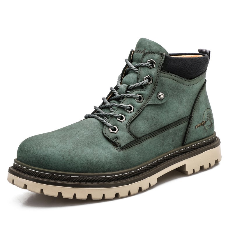 Outdoor Work Shoes 2025 Fashion Casual Large Size Medium High Top Rhubarb Boots Men'S Boots - Image 1