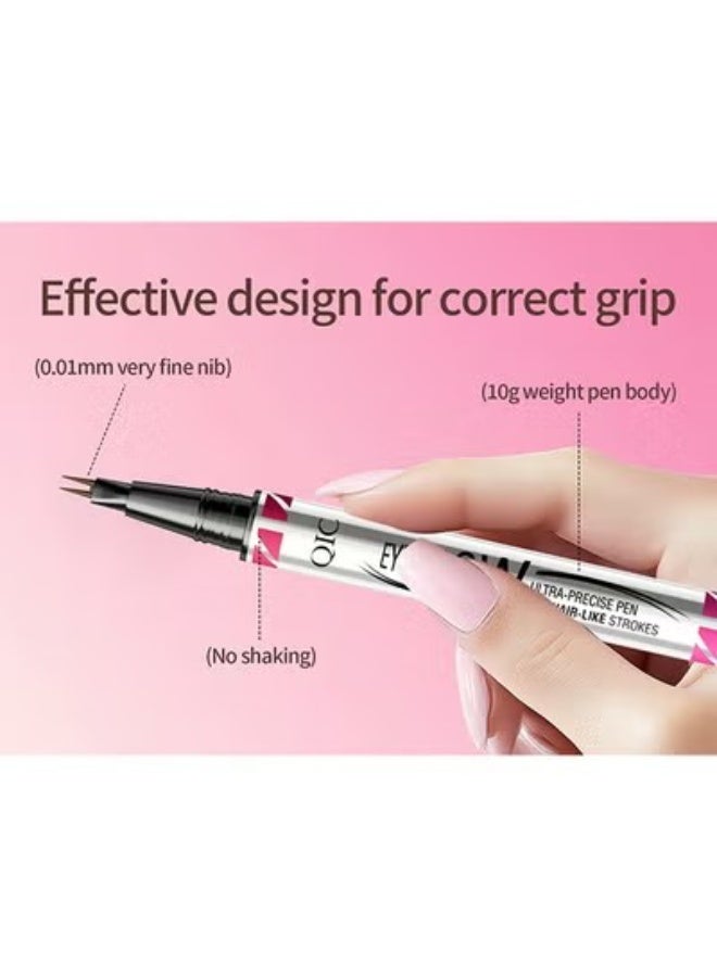 QIC Eyebrow Pen, Ultra-Precise Pen for Hair-Like Strokes, Eyebrow Pencil 2-In-1 Dual-Ended Eyebrow Pen with Double Eyebrow Brush, for Natural Hair-Like Brows, Long Lasting, Brown - Image 3