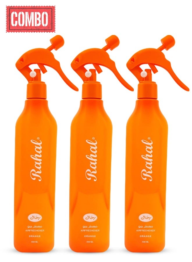 رحال كومبو - اشتري ثلاث قطع من بخاخ معطر جو للسيارة طويل الأمد من راهل بسعة 400 مل معطر عطري طويل الأمد باللون البرتقالي - Image 1