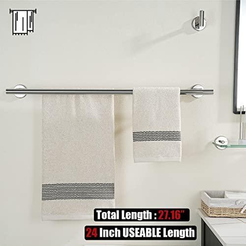 JQK Chrome Towel Bar, 24 Inch 304 Stainless Steel Thicken 0.8mm Double Bath Towel Rack for Bathroom, Towel Holder Polished Chrome Wall Mount, Total Length 27.16 Inch, TB100L24-CH - Image 3