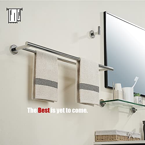JQK Chrome Towel Bar, 24 Inch 304 Stainless Steel Thicken 0.8mm Double Bath Towel Rack for Bathroom, Towel Holder Polished Chrome Wall Mount, Total Length 27.16 Inch, TB100L24-CH - Image 4
