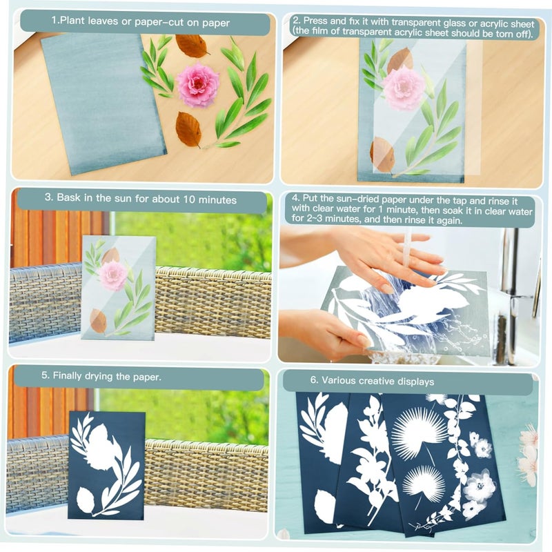 MINAOLULUS 32 Sheets Sun Activated Printing Paper Cyanotype Kit Paper DIY Supplies for Sun Printing - Image 5