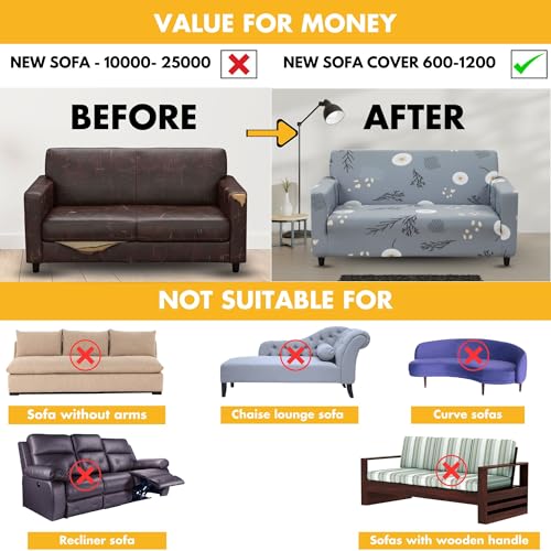 Bigkart Elastic Sofa Covers for 2 Seater Sofas | Polyster-Spandex, Stretchable, Sofa Covers for Single, Double and Triple Seater Sofas - Image 5