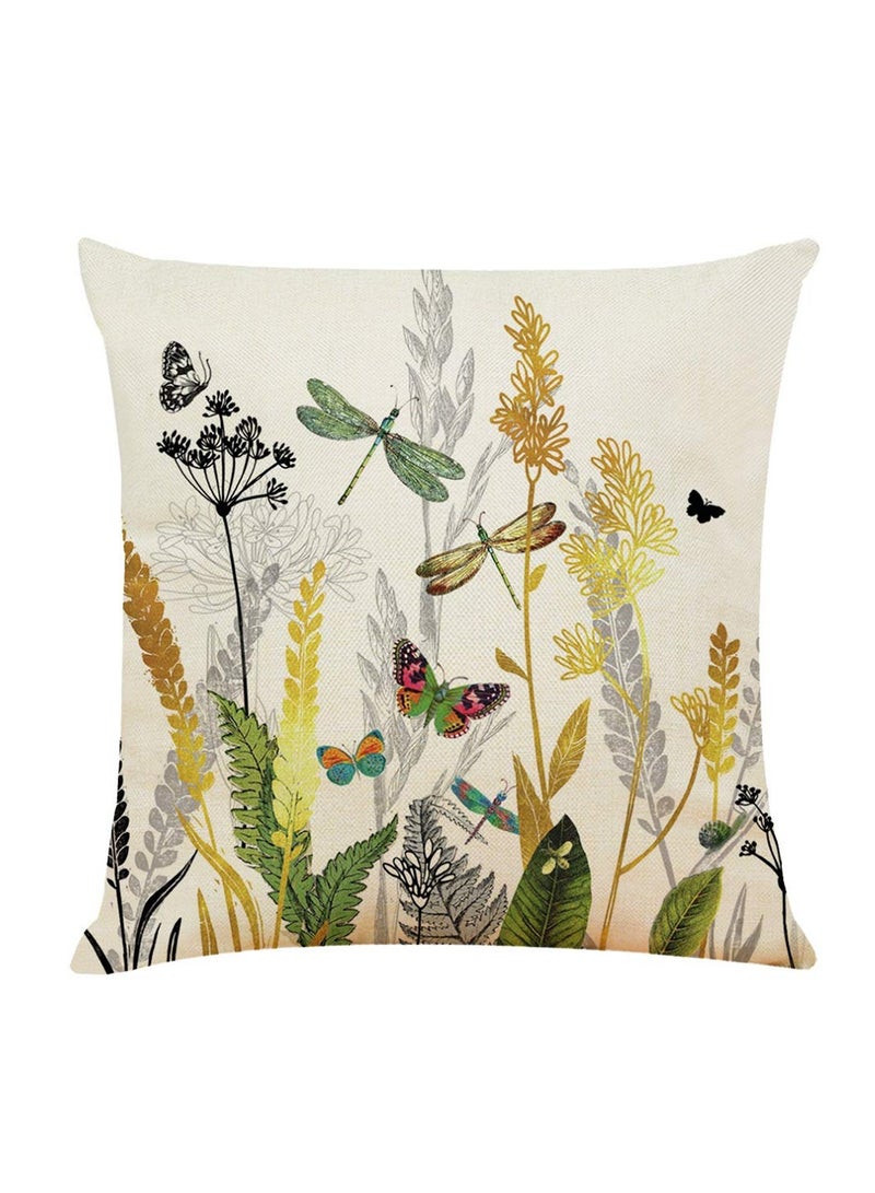 Decorative Throw Pillow Covers 18x18 inches Set of 4 Birds Butterfly and Plant Cushion Covers 45cm x 45cm Boho Linen Square Throw Pillow Cases for Living Room Sofa Couch Bed Pillowcases (Gold Black) - Image 3